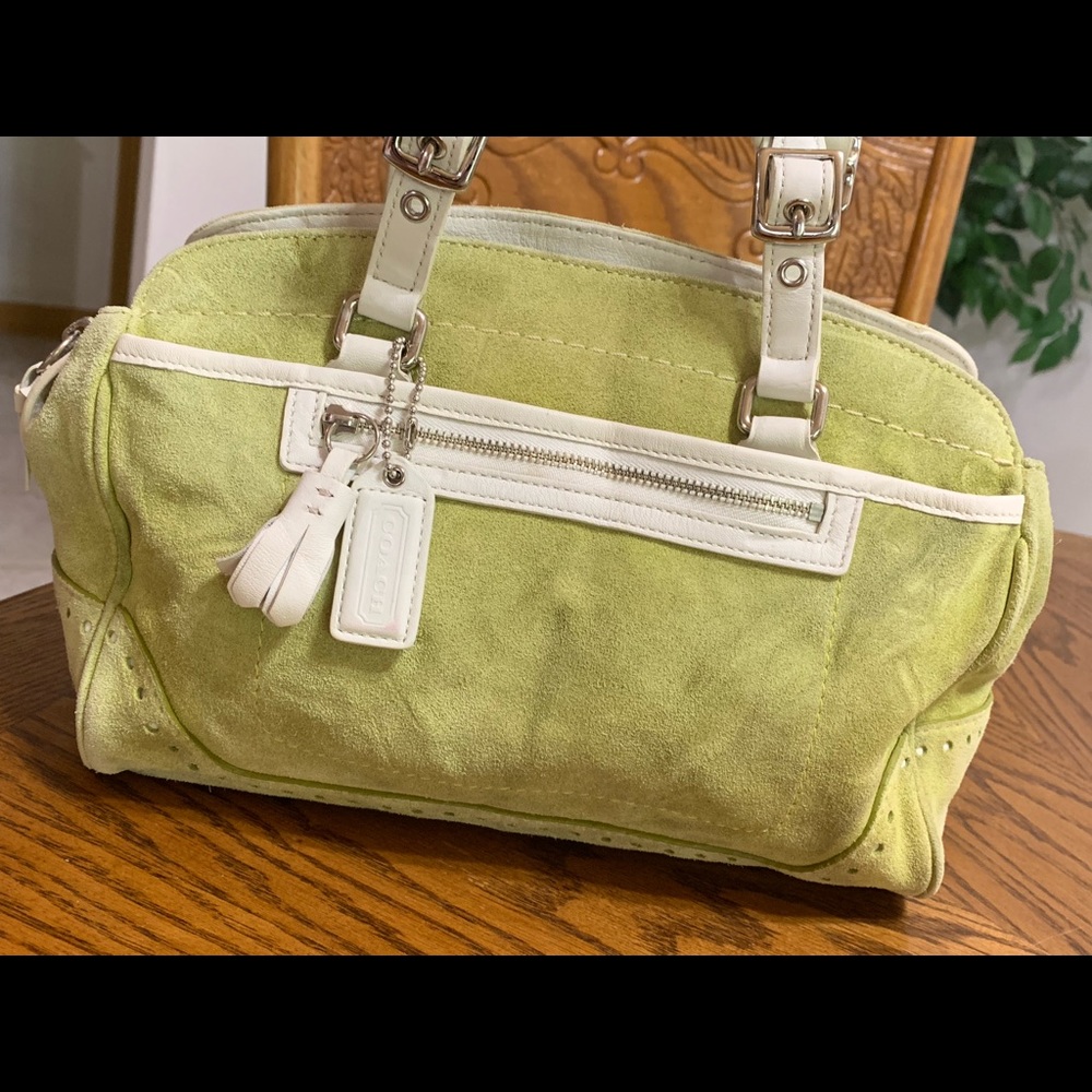 Rare Vintage Pistachio Suede Coach Hampton Bag
